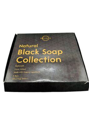 O Naturals 6 PCS Black Soap, African Black Soap w/ Shea Butter, Charcoal, 4 oz